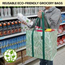 BALEINE 4 PK Grocery Bags Reusable Shopping Bags With Reinforced Botto Heavy Duty Foldable Tote Bags Antique Folidage - Cổ Lá - Xem 6