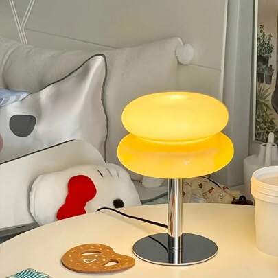 1 Stück Hamburger Lampe, LED kreative Stimmungsbeleuchtung für Schlafzimmer, Nachttischlampe, Wohnzimmer, Heimdekoration, Metallsockel, 3-farbige Dimmfunktion, stufenloses Dimmen, USB-betrieben