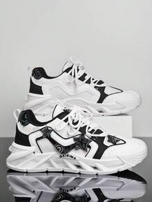 男士时尚休闲厚底运动鞋，增高，耐用防滑透气舒适轻便圆头系带，适合所有季节，青年学生校园百搭简约时尚户外通勤旅行散步跑步个性街头风格运动鞋