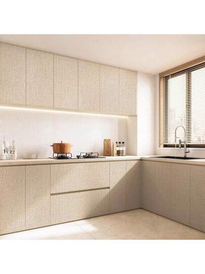 Roll Of Beige Grass Cloth Texture Contact Sticky Wallpaper, Artificial Linen Retro Paper, Self Adhesive Movable Vinyl Peel Stick Cabinet Bookcase Home ation, Background Wand DIY ation,Room ,Boho Paper Stickers Wallpaper Bathroom view 7