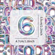 60 张鲜艳 3D 卡通字母数字贴纸 - 可重复使用 PVC，自粘，非常适合行李箱、笔记本、水瓶、笔记本配件 | 俏皮设计 | 彩色贴纸，适用于学校用品，返校 - 彩色 - 查看 3