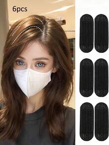 4/6pcs Black Invisible Hair Volume Boost Clips - Nylon Fluffy Hair Root Lift Pads, Textured Design For Fuller Head Look, Ideal For All Hair Types, Stylish Hair Sculpting|Textured Surface|Comfortable Fit, Hair Accessories