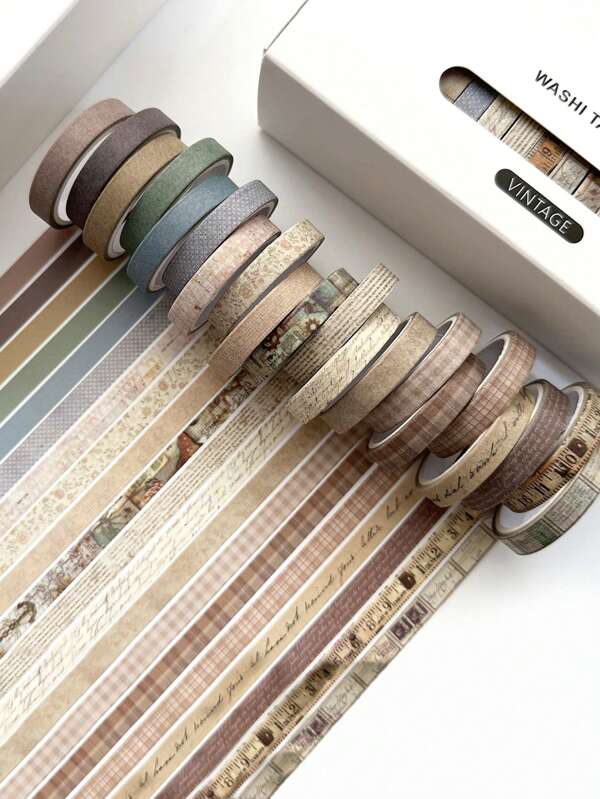 20 Rollen/Box Vintage Washi Tape im antiken Stil Tagebuch Tapes, kreative Dekoration für DIY Studenten Handbuch, Fotorahmen Dekoration, Herbst Mode Dekorations Zubehör - Schulanfang Grundausstattung, Geschenke