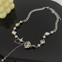 1 pieza Collar de flecos elegante de luz de luna para mujer, vintage personalizado apto para uso diario, bar, fiesta, festival de música