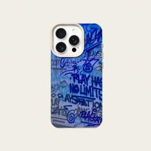 1 Stück TPU Material Graffiti Blauer Buchstabe Stilvolles Muster Handyhülle kompatibel mit Apple/ Handy - Weiss - Übersicht 5