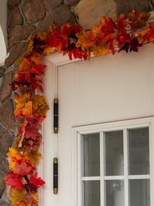 人造植物 1 件/套秋季枫叶花环，5.6 英尺人造枫叶秋季花环，悬挂秋季藤蔓，适用于餐桌秋季门框、感恩节、室内外装饰、秋季装饰、感恩节装饰 - 彩色 - 查看 8