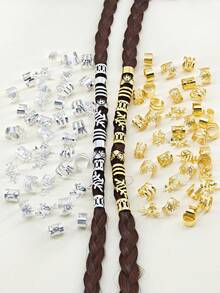 100件套优雅金色金属发饰，适用于编发 - 可调节发圈和发夹，精致设计，纯色 - 复古风格装饰，男女通用，适用于脏辫和扭辫，包括爪夹、发夹、发卡、发卡、发爪、学生用品、发饰、发夹 - 金+銀 - 查看 5