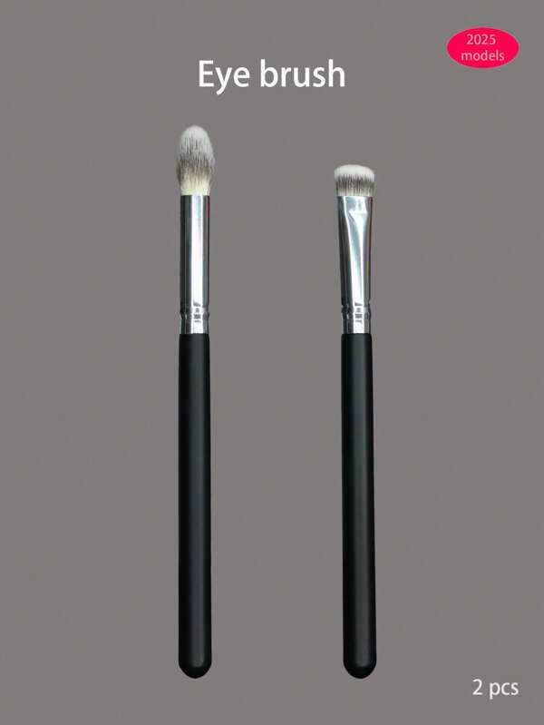 2-Pack Eye Makeup Brushes - Flame Gradient Brush & Shortline Eye Contour Brush. Made Of High-Quality Fibers, Soft And Resilient Texture. Essential For Creating Precise And Refined Eye Makeup Looks.