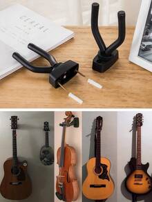 1pc Guitar Wall Hanger Hook Stand Display Mount With Screws For Easy Installation - Perfect For Acoustic Electric Bass Mandolin Banjo Ukulele Musical Instruments Home Studio Room Decoration Organizer - Multicolor - View 9
