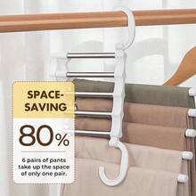 Multi-Functional Pants Rack, 5 Layers Metal Collapsible Pants Hangers, Coat Hooks, Adjustable Trousers Storage Rack Space Saving, Multiple Layers Jeans Skirts Rack Organizer For Trousers Scarves Slack, Anti-Slip Design, Closet - Nhiều màu - Xem 4