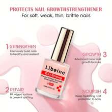 LIBEINE 10ml Natural Pink Nail Strengthener, Decorates Natural Nails, Natural Jelly Tone, Creates Shiny Healthy Nails