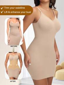 Shapewear Slip Dress For Women Tummy Control Slimming Body Shaper Snatched Waist Abdominal Compression Butt Lifting Seamless Under Dresses Shaping Figure