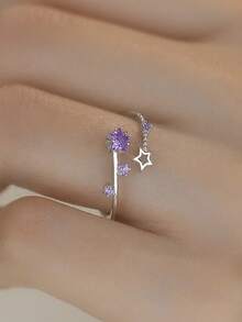 1 chiếc nhẫn ngôi sao năm cánh rỗng đơn giản cho bé gái phong cách Y2k phù hợp để đeo hàng ngày và làm phụ kiện - Nhiều màu - Xem 3