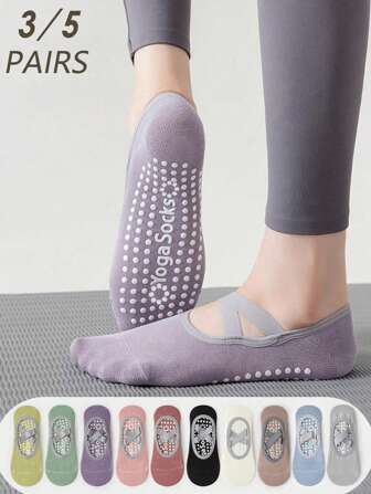1/3/5/10prs Women Multi-Color Indoor Sports Non-Slip Socks, Suitable For Spring, Summer, Autumn, Pilates, Beginner Fitness, Yoga, Low-Cut