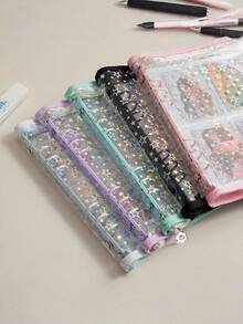 A5 Aufkleber Sammlungsorganizer Ordner Set mit großer Kapazität, Pu-Leder, klarer Aufkleber Aufbewahrungsalbum mit Reißverschluss, doppelseitig zum Sammeln für Journal, Sammelalbum, Planer