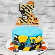 1 件/15 件建筑主题 2/1/3/4/5 岁生日蛋糕装饰、挖掘机二/一/三/四/五岁生日蛋糕装饰（适用于 BB 派对）、卡车路标生日蛋糕装饰、建筑主题 2/1/3/4/5 周年派对装饰 - 彩色 - 查看 20