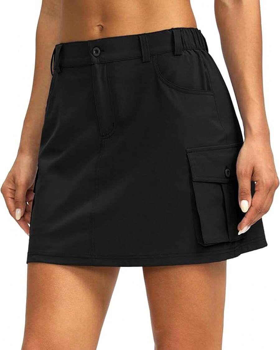 Women's Skort 5 Pockets Cargo Skirt Skirts Skorts Women Casual Summer Hiking - màu đen - Xem 1