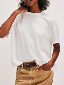 Women Sheer Lace T Shirt Y2k Butterfly Embroidered Short Sleeve Crew Neck Cut Out Oversized T Shirts Summer Vintage Going Out Tee Shirts Streetwear - trắng - Xem 3