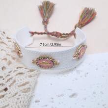 1 件手工圣母玛利亚编织手链，适合家人、朋友、节日礼物、日常佩戴、祝福带