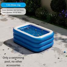 Extra große 3-lagige blau-weiße Boden PVC Schwimmbecken - rechteckiges Erwachsenenbecken für Outdoor, mit lebendiger Eisoberfläche, verstärktes Design für Haltbarkeit und Sicherheit, ideal für Sommerurlaub, Strandspiel und Familienspaß (mehrere Größen erhältlich, ohne Zubehör)