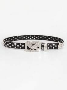 1 条 Y2K 时尚水钻铆钉鹰扣男士牛仔裤腰带，百搭，适合日常穿着