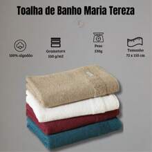 Kit 4 Toalhas de Banho Grande Grossa Maria Tereza 72x150 cm 100% Algodão Felpuda Banhão