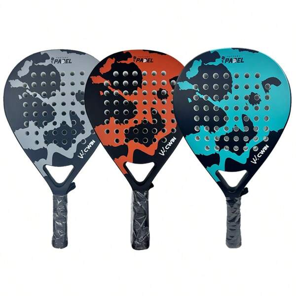 3 Colors (Gray/Orange/Blue) Beach Tennis Racket - Lightweight Durable EVA Core Carbon Fiber Frame & Textured Grip For Outdoor Sand Court Play - Portable Design For Adults Beach Games Sports Equipment Sleek Sports Gear EVA Core Racket