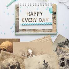 24/36 tờ giấy sổ lưu niệm chủ đề bộ xương đầu lâu Gothic cổ điển, kích thước 5,9*5,9 inch, giấy sổ lưu niệm bộ xương một mặt dùng để làm thủ công, thiệp chúc mừng, giấy trang trí album ảnh, nhật ký, giấy đa năng, đồ dùng học tập, trở lại trường - Nhiều màu - Xem 7