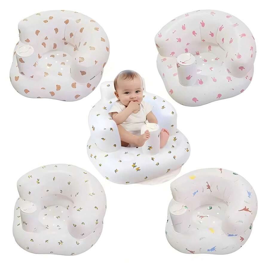 Foldable Inflatable Baby Seat Cushion, Portable PVC Sitting Trainer, Anti-Slip Floor Mat For Infants, Travel Gift - Multicolor - View 1