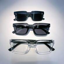 3 Pairs Men's Square Plastic Frame Retro Modern Minimalist Style Fashion Eyeglasses Set - Suitable For Family Trips, Outings, Business, Boating, Beach Parties Accessory