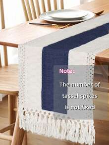 Boho Table Runner Handmade Hemstitch Blue Table Runner Or Dresser Scarf,Blue Rustic Macrame Table Runner With Tassels For Bohemian Dining Bedroom Decor Bridal ,Rectangular