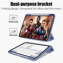 3 Fold Acrylic Smart Sleep Case For Tablet S6 Lite A9+ S7 S8 S9 FE S10 With Pen Slot - Rose Red - View 4