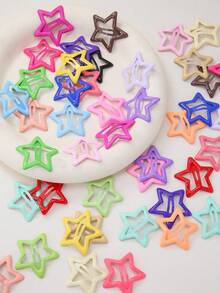 20 piezas Horquillas para el cabello con diseño de estrella de dopamina de cinco puntas en colores aleatorios, accesorios de cabello lindos para niñas - Multicolor - Ver 3