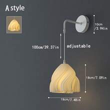 1PC/E14/1M可调节挂绳/北欧奶油色风格法式氛围温馨创意民宿灯可用于床头灯卧室书房客厅更衣室 - 3D壁燈 - 查看 3