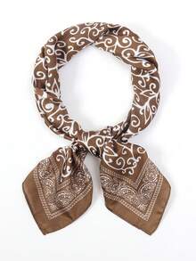 1 件女士腰果印花头巾，丝质面料颈巾，适合日常使用 - 彩色 - 查看 3