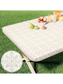 1pc Geometrical Pattern Elastic Tablecloth, Suitable For Spring And Summer. These Tablecloths Can Be Used As Decorative Items For The Kitchen, Dining Room And Patio, And Can Also Be Used To Decorate Dining Tables Of Different Sizes. They Are Perfect For Family Gatherings And Outdoor Picnics.