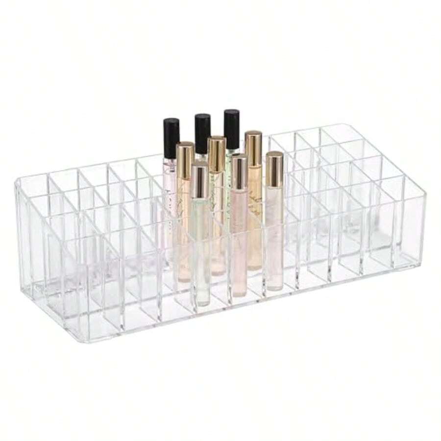 CZ Rollerball Perfume Organizer 44 Spaces Clear Acrylic Perfume Storage Holder Beauty Scent Holder Essential Oil Storage Holder Organizer Makeup Lipgloss Lipstick Display Case 1613 - Trong sáng - Xem 1