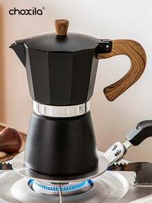 choxila 1pc Moka Pot, Stovetop Espresso Maker, Espresso Coffee Maker, 3/6 Cups Coffee Pot, Aluminium Stovetop Camping Espresso Maker, Coffee Tool For Cappuccino Or Latte Back To School