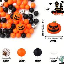 25/40/60PCS Halloween Series Silicone Bead Set - 3D Bat, Ghost, Witch Hat, House And Pumpkin Charms - Perfect For DIY Jewelry, Bracelets, Necklaces, Keychains And Party Favors, Halloween Decorations - Halloween Series - View 4