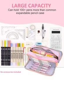 1pc Custom Rainbow Pencil Case, Embroidered 3-Compartment Stationery Organizer Bag For School Supplies, Office, Travel