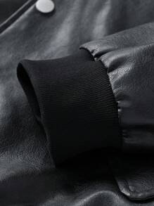 Men's Long Sleeve Fashionable Casual Versatile Motorcycle Leather Jacket, Autumn/Winter