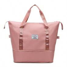 Large Capacity Folding Travel Duffel Bag, Tote Sports Gym Bag, Shoulder Overnight Weekender Bag For Women & Men, Hospital Bag, Expandable Duffel Bag With Trolley Sleeve/Wet Pocket - 粉色 - 查看 8