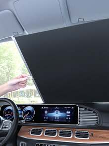 免钻孔遮光窗帘带 3 个吸盘黑色可伸缩卷轴便携式窗帘适用于家庭办公室汽车 - 彩色 - 查看 2