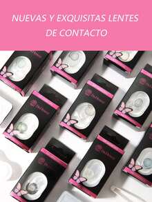 2 piezas de lentes de contacto cosméticas suaves de color marrón grisáceo, maquillaje de ojos de contacto de color, lentes desechables de belleza, accesorios ideales para Halloween, disfraces y eventos temáticos creativos. - K19 Azul - Ver 3