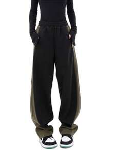 Christmas Women's Joggers Yoga Lounge Pants Workout Running Clothes Outfits Contrast Track Pants,Fall And Winter Baggy Sweatpants For Women - 黑色 - 查看 1