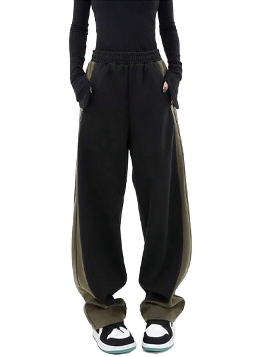 Christmas Women's Joggers Yoga Lounge Pants Workout Running Clothes Outfits Contrast Track Pants,Fall And Winter Baggy Sweatpants For Women - 黑色 - 查看 1