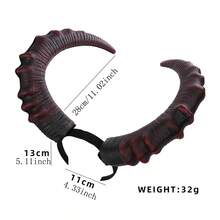 1 pieza, Diadema con cuernos de diablo rojos, diadema grande de cuernos de diablo para cosplay de Halloween, material de PU, diadema de cuernos de diablo para juego de roles de Halloween