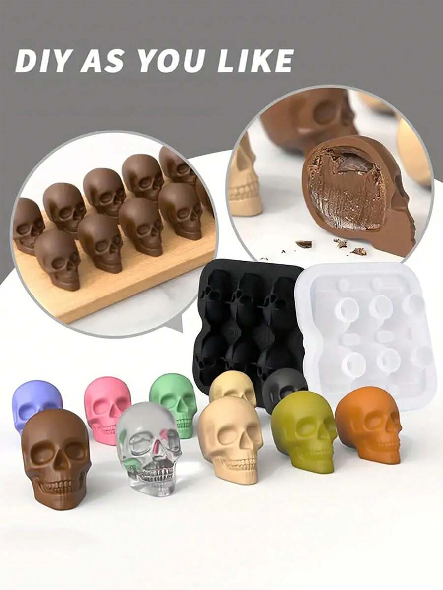1 件/2 件骷髅形冰块模具，硅胶冰格，用于制作冰爽骷髅冰球的冷冻模具，非常适合饮料、咖啡、苏打水、厨房、万圣节派对、家居装饰