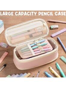 65PCS Aesthetic School Supplies With Cute Pencil Case, Pastel Highlighters Gel Pens Mechanical Pencils Set 0.5 0.7 & 2.0mm, Office Back To School Supplies College Essentials Kit Student Stationary Set