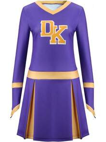 Women Cheerleading Costume Jennifer High School DK Cheer Leader Dress Outfit Uniform Halloween Cosplay Suit - 紫色 - 查看 10